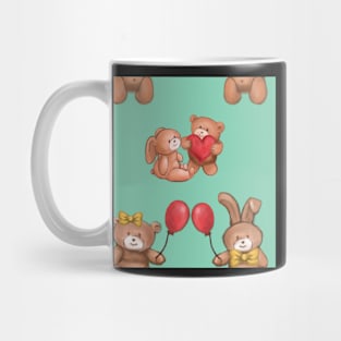 Teddy and Bunny cute blue solid Mug